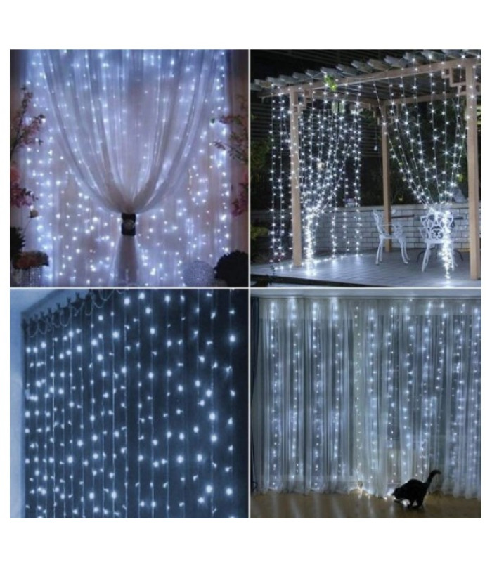 650 LED zibspuldzes pīts stiepļu aizkars 3m x 2,7m