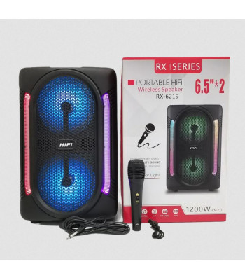 Bezvadu - karaoke portatīvais skaļrunis ar mikrofonu 1200W RX-6219