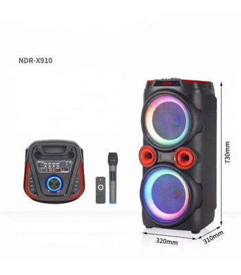 Bezvadu pārnēsājams karaoke skaļrunis ar mikrofonu un tālvadības pulti 200w GZ-X-910/NDR-X910