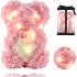 Lācītis no rozēm ar sirsniņu un LED lampiņām 25cm