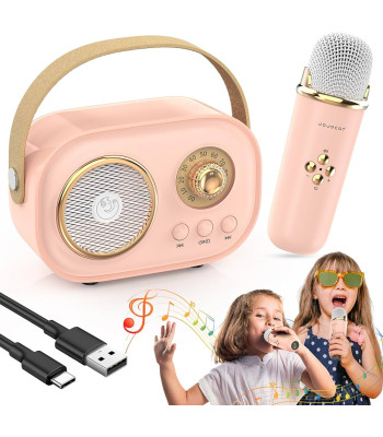 Mini RETRO karaoke skaļrunis ar mikrofonu