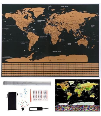 Noskrāpējama pasaules karte ar karodziņiem + ekstras