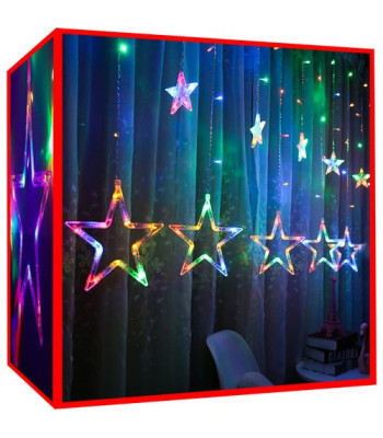 Ziemassvētku LED rotājums - vītne Stars 5,5m - daudzlapu
