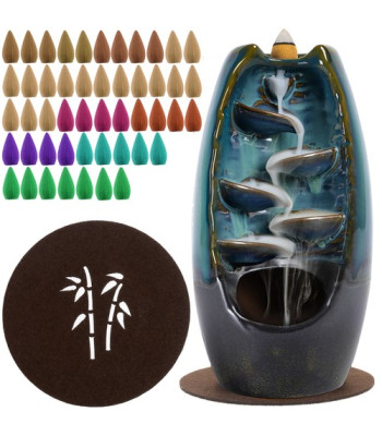 Keramikas smaržojošs vīraka deglis — pretplūsmas ūdenskritums ar 55 smaržām