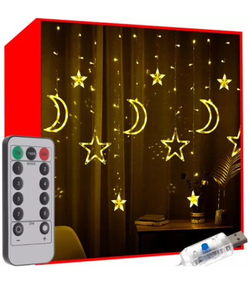 Gaismas aizkars - 138 LED USB - silti balts KS19758