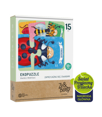MUDUKO Baby Puzzle Draudzējies ar kukaiņiem Ecopuzzles divas daļas 18m+