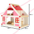 Koka leļļu māja baltā un rozā krāsā + mēbeles 36cm