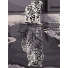Glezna pēc cipariem 40x50cm kaķis un tīģeris
