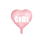 &quot;It&#39;s a girl&quot; folijas balons baby shower rozā sirds 48cm