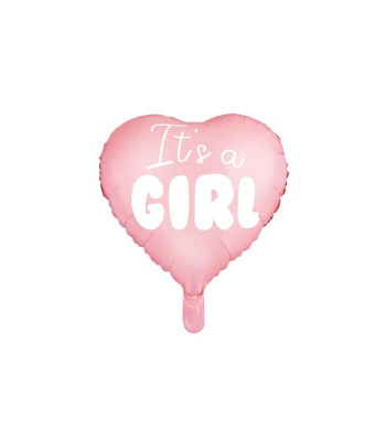 "It's a girl" folijas balons baby shower rozā sirds 48cm