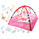 Izglītojošs spēļu paklājiņš ar bumbiņām rozā krāsā