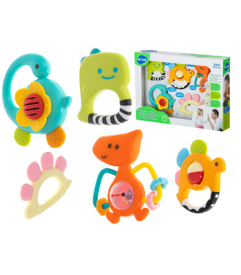 HOLA baby teether grabulis dinozauri 5 gab. komplekts.