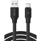 USB-USB-C kabelis ar diviem galiem 120W 3A 1 m melns
