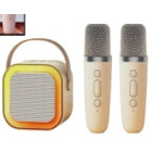 Karaoke skaļrunis ar mikrofonu zelta krāsā