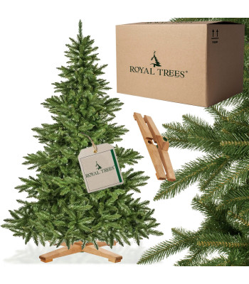 CT0194 Mākslīgā egle 180 cm Premium Royal Trees, dabīgā egle ar koka statīvu