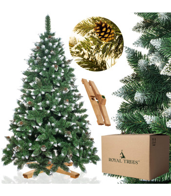 CT0190 Mākslīgā Ziemassvētku eglīte 180 cm premium Royal Trees, sniegota dimanta priede ar čiekuriem