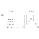 Gaismas aizkars Springos CL4139, 70 LED, zvaigznītes, silti balts