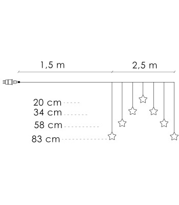 Gaismas aizkars Springos CL4139, 70 LED, zvaigznītes, silti balts