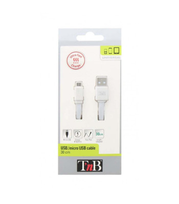 Plakans USB/microUSB kabelis 30cm balts