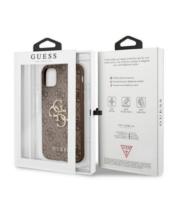 Guess maciņš iPhone 12 / 12 Pro 6.1 GUHCP12M4GMGBR brūns ciets korpuss 4G Big Metal Logo