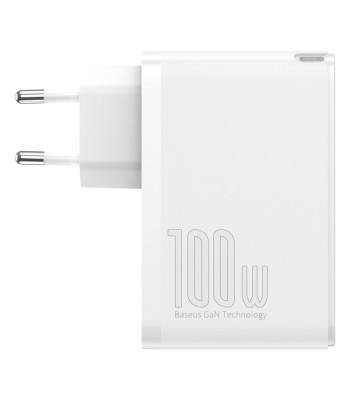 Baseus sienas lādētājs GaN2 Pro PD 100W 2x USB-C 2x USB balts