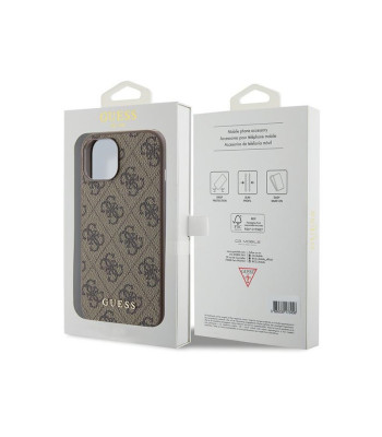 Guess futrālis iPhone 15 6.1 GUHCP15SG4GFBR brūns HC PU 4G metāla logotips