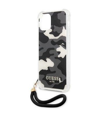 Guess telefona maciņš iPhone 11 GUHCN61KSARBK melns ciets telefona maciņš Camo Collection