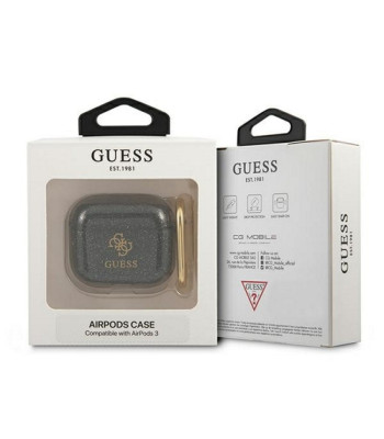 Guess telefona maciņš AirPods 3 GUA3UCG4GK melns Glitter Collection