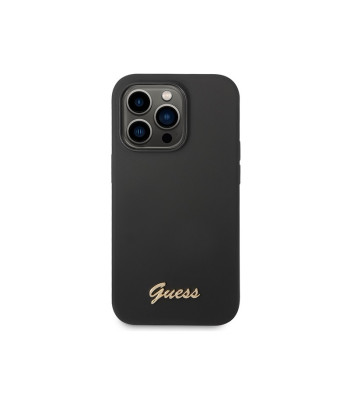 Guess telefona maciņš iPhone 14 Pro Max 6,7 GUHCP14XSLSMK melns ciets telefona maciņš Silikona Vintage zelta logotips