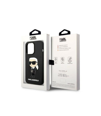 Karl Lagerfeld korpuss iPhone 14 Pro 6.1 KLHMP14LSNIKBCK melns cietais korpuss Silikona Ikonik Magsafe