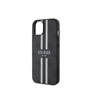 Guess telefona maciņš iPhone 14 6.1 GUHMP14SP4RPSK melns telefona maciņš Magsafe 4G Printed Stripes