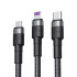 XO kabelis NB-Q191 3w1 USB - Lightning + USB-C + microUSB 1.2 m 40W melns