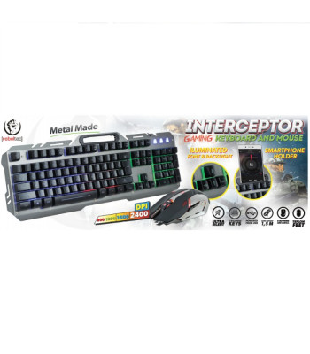 Rebeltec vadu komplekts: LED tastatūra + pele INTERCEPTOR atskaņotājiem