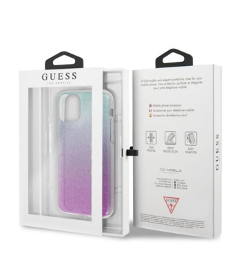 Guess Case iPhone 11 Pro Max GUHCN65PCUGLPBL Pink-Blue Hard Case Glitter Gradient