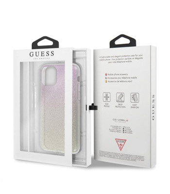 Guess korpuss iPhone 11 Pro GUHCN58PCUGLGPI rozā zelta cietais korpuss Glitter Gradient