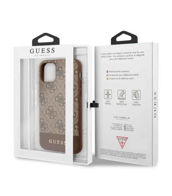 Guess Case iPhone 11 GUHCN61G4GLBR brūns cietais korpuss 4G PU metāla logotips