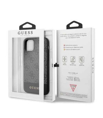 Guess futrālis iPhone 11 GUHCN61G4GLGR pelēks cietais korpuss 4G PU metāla logotips