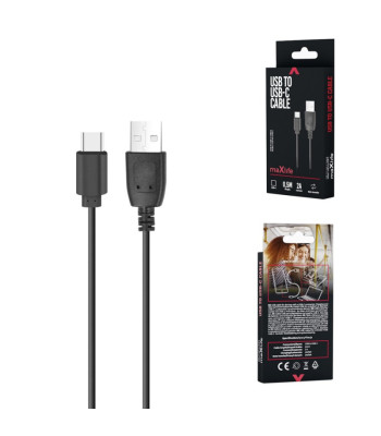 Maxlife kabelis USB - USB-C 0,5 m 2A melns