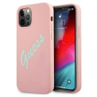 Guess futrālis iPhone 12/12 Pro 6.1 GUHCP12MLSVSPG rozā zaļš cietais korpuss, silikona vintage