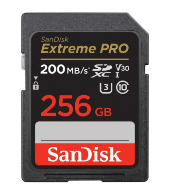 SanDisk atmiņas karte 256 GB SDXC Extreme Pro 200 / 140 MB/s C10 V30 UHS-I U3