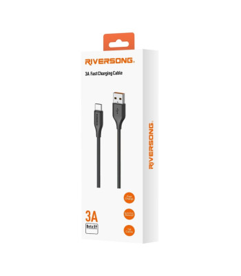 Riversong kabelis Beta 09 USB - microUSB 1.0m 3A melns CM85