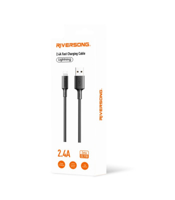 Riversong kabelis Zeta USB - Lightning 1.0m 2.4A melns CL118