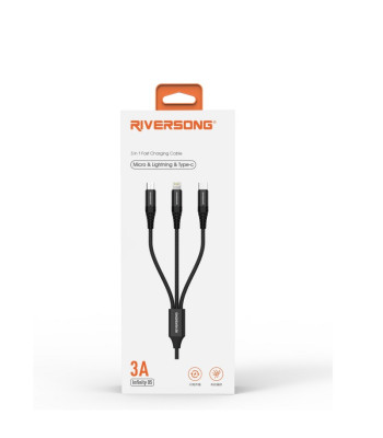 Riversong kabelis 3in1 Infinity 05 USB — Lightning + USB-C + microUSB 1,0 m melns C58