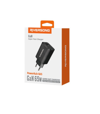 Riversong sienas lādētājs PowerKub G65 65W 1x USB 1x USB-C melns AD96-EU