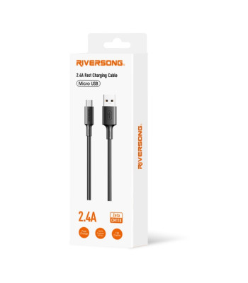 Riversong kabelis Zeta USB - microUSB 1.0m 2.4A melns CM118