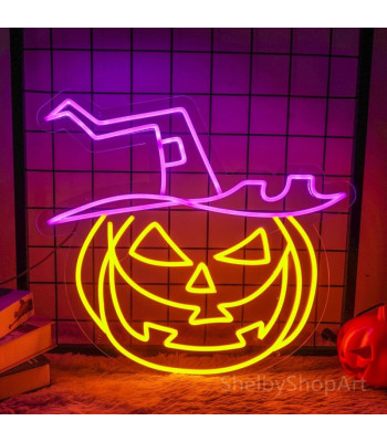 Neona PLEXI LED PUMPKIN WITCH purpura oranža FPNE17 Forever Light