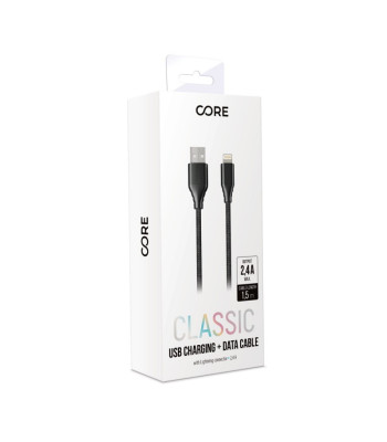 Forever Core Classic kabelis USB - Lightning 1,5 m 2,4A melns