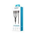 Forever 3in1 kabelis USB — Lightning + USB-C + microUSB 1,2 m 2A melns