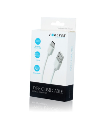 Forever kabelis USB - USB-C 1,0 m 2A balts