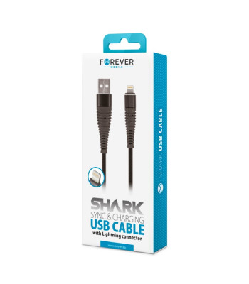 Forever Shark kabelis USB - Lightning 1,0 m 2A melns